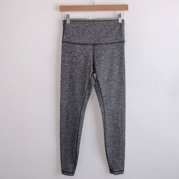 Lululemon Wunder Under Luon Heathered Black Hi-Rise 28” Tight Leggings Sz 8 - Picture 2 of 9